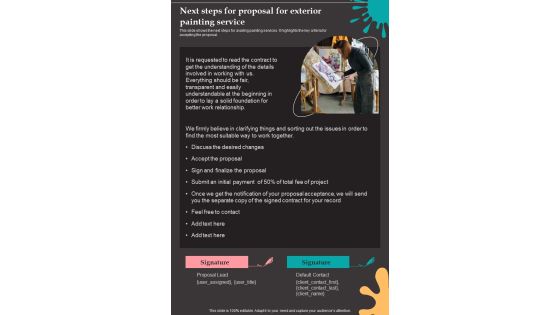 Next Steps For Proposal For Exterior Painting Service One Pager Sample Example Document Next Steps For Proposal For Exterior Painting Service One Pager Sample Example Document