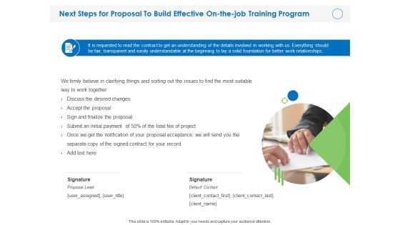 Next Steps For Proposal To Build Effective On The Job Training Program Ppt PowerPoint Presentation File Objects PDF