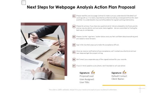 Next Steps For Webpage Analysis Action Plan Proposal Ppt PowerPoint Presentation Icon Structure PDF Next Steps For Webpage Analysis Action Plan Proposal Ppt PowerPoint Presentation Icon Structure PDF