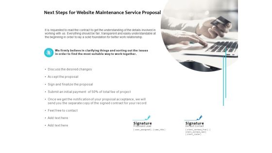 Next Steps For Website Maintenance Service Proposal Ppt PowerPoint Presentation Slides Graphics Next Steps For Website Maintenance Service Proposal Ppt PowerPoint Presentation Slides Graphics