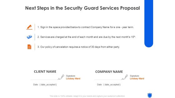 Next Steps In The Security Guard Services Proposal Ppt Outline Inspiration PDF Next Steps In The Security Guard Services Proposal Ppt Outline Inspiration PDF