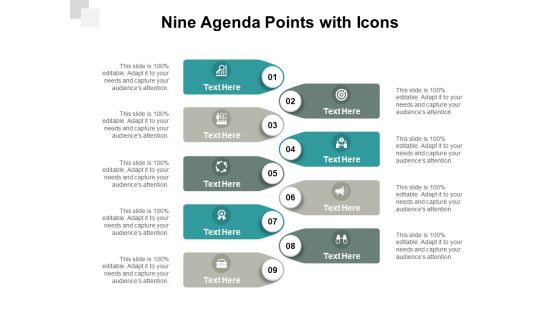 Nine Agenda Points With Icons Ppt PowerPoint Presentation Infographic Template Infographics Nine Agenda Points With Icons Ppt PowerPoint Presentation Infographic Template Infographics