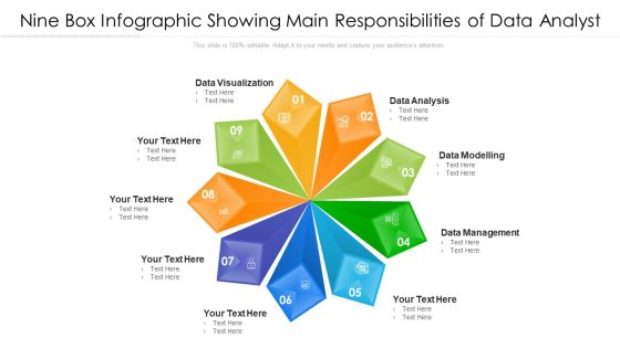 Nine Box Infographic Showing Main Responsibilities Of Data Analyst Ppt PowerPoint Presentation Gallery Ideas PDF Nine Box Infographic Showing Main Responsibilities Of Data Analyst Ppt PowerPoint Presentation Gallery Ideas PDF