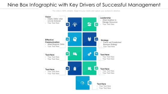 Nine Box Infographic With Key Drivers Of Successful Management Ppt PowerPoint Presentation Gallery Outline PDF Nine Box Infographic With Key Drivers Of Successful Management Ppt PowerPoint Presentation Gallery Outline PDF