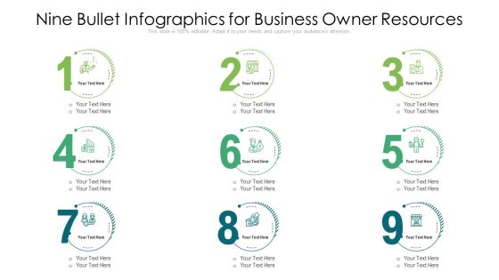 Nine Bullet Infographics For Business Owner Resources Ppt PowerPoint Presentation Infographic Template Background Image PDF Nine Bullet Infographics For Business Owner Resources Ppt PowerPoint Presentation Infographic Template Background Image PDF