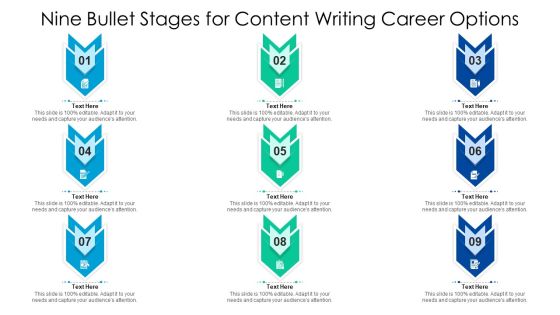 Nine Bullet Stages For Content Writing Career Options Ppt PowerPoint Presentation Professional Elements PDF Nine Bullet Stages For Content Writing Career Options Ppt PowerPoint Presentation Professional Elements PDF