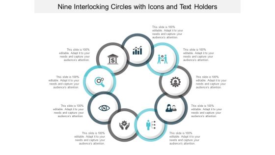 Nine Interlocking Circles With Icons And Text Holders Ppt PowerPoint Presentation Show Nine Interlocking Circles With Icons And Text Holders Ppt PowerPoint Presentation Show