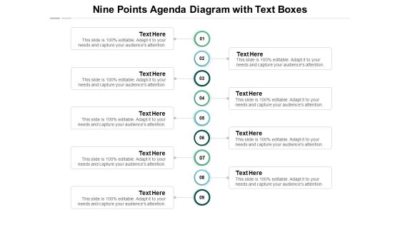 Nine Points Agenda Diagram With Text Boxes Ppt PowerPoint Presentation Gallery Infographic Template Nine Points Agenda Diagram With Text Boxes Ppt PowerPoint Presentation Gallery Infographic Template