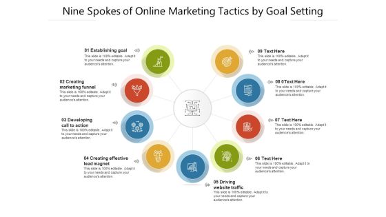Nine Spokes Of Online Marketing Tactics By Goal Setting Ppt PowerPoint Presentation File Maker PDF Nine Spokes Of Online Marketing Tactics By Goal Setting Ppt PowerPoint Presentation File Maker PDF