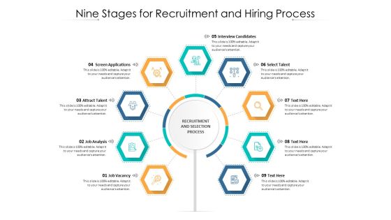 Nine Stages For Recruitment And Hiring Process Ppt PowerPoint Presentation Professional Structure PDF
