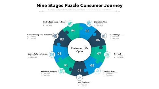 Nine Stages Puzzle Consumer Journey Ppt PowerPoint Presentation Styles Layout PDF