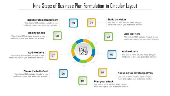 Nine Steps Of Business Plan Formulation In Circular Layout Ppt Summary Graphics Example PDF Nine Steps Of Business Plan Formulation In Circular Layout Ppt Summary Graphics Example PDF