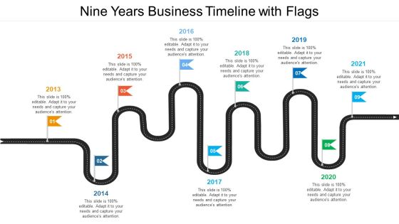 Nine Years Business Timeline With Flags Ppt PowerPoint Presentation Gallery Design Templates PDF Nine Years Business Timeline With Flags Ppt PowerPoint Presentation Gallery Design Templates PDF