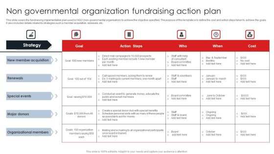 Non Governmental Organization Fundraising Action Plan Formats PDF