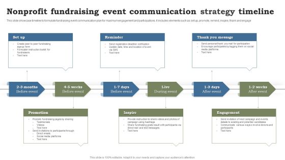 Nonprofit Fundraising Event Communication Strategy Timeline Ppt Slides Inspiration PDF Nonprofit Fundraising Event Communication Strategy Timeline Ppt Slides Inspiration PDF