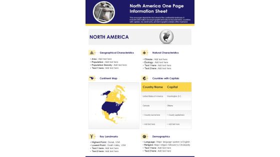 North America One Page Information Sheet PDF Document PPT Template North America One Page Information Sheet PDF Document PPT Template