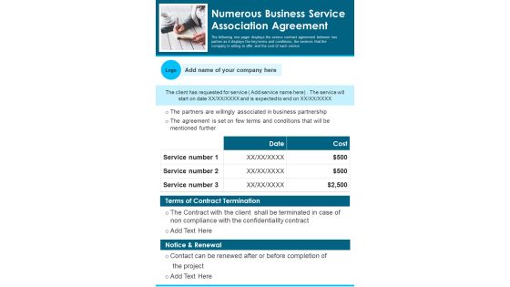 Numerous Business Service Association Agreement PDF Document PPT Template Numerous Business Service Association Agreement PDF Document PPT Template