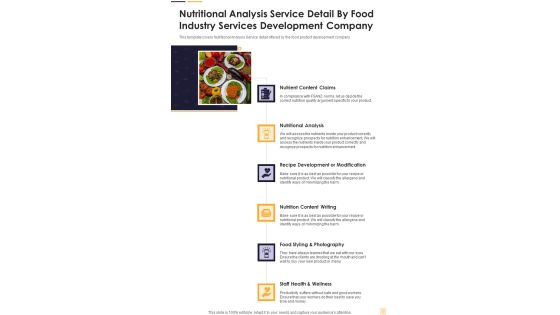 Nutritional Analysis Service Food Industry Services Development Company One Pager Sample Example Document Nutritional Analysis Service Food Industry Services Development Company One Pager Sample Example Document
