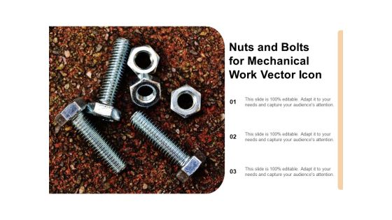 Nuts And Bolts For Mechanical Work Vector Icon Ppt PowerPoint Presentation Show Format