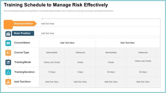 OP Risk Management Training Schedule To Manage Risk Effectively Designs PDF