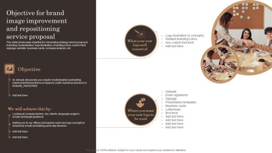 Objective For Brand Image Improvement And Repositioning Service Proposal Formats PDF Objective For Brand Image Improvement And Repositioning Service Proposal Formats PDF