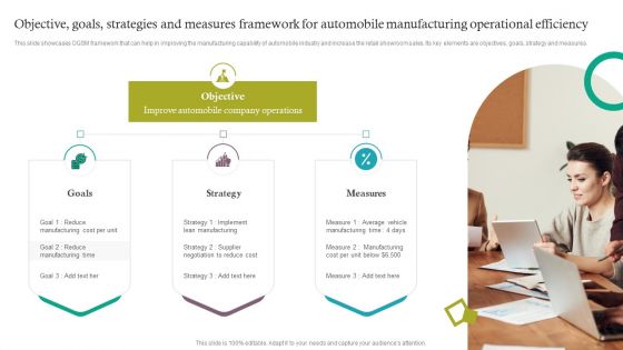 Objective Goals Strategies And Measures Framework For Automobile Manufacturing Operational Efficiency Formats PDF Objective Goals Strategies And Measures Framework For Automobile Manufacturing Operational Efficiency Formats PDF