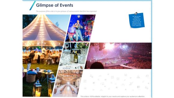 Occasion Planning Firm Overview Glimpse Of Events Ppt Summary Guidelines PDF Occasion Planning Firm Overview Glimpse Of Events Ppt Summary Guidelines PDF