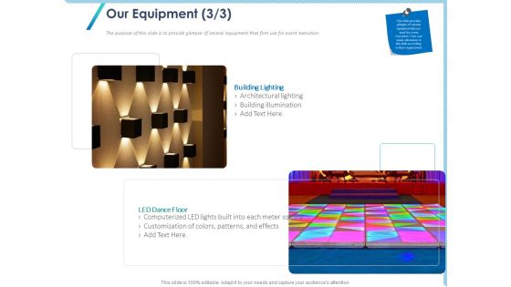Occasion Planning Firm Overview Our Equipment Lighting Ppt Ideas Inspiration PDF Occasion Planning Firm Overview Our Equipment Lighting Ppt Ideas Inspiration PDF