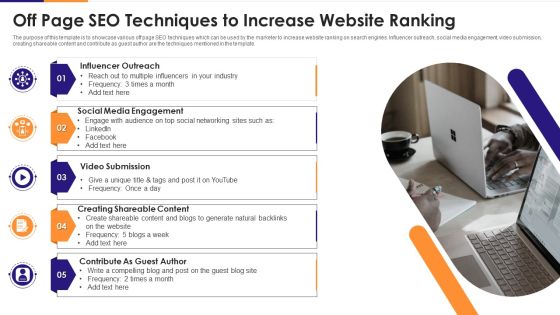 Off Page SEO Techniques To Increase Website Ranking Infographics PDF Off Page SEO Techniques To Increase Website Ranking Infographics PDF