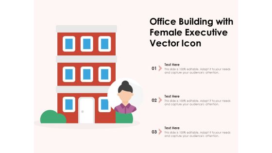 Office Building With Female Executive Vector Icon Ppt PowerPoint Presentation Icon Portfolio PDF