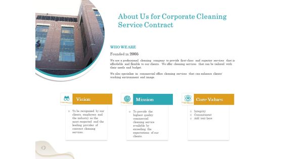Office Cleaning Service About Us For Corporate Cleaning Service Contract Ppt Slides Diagrams PDF Office Cleaning Service About Us For Corporate Cleaning Service Contract Ppt Slides Diagrams PDF