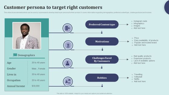 Offline Marketing Techniques To Elevate Brand Visibility Customer Persona To Target Introduction PDF