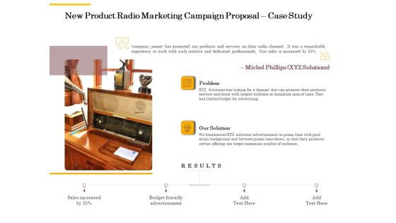 Offline Promotional Strategy For New Product Radio Marketing Campaign Proposal Case Study Portrait PDF