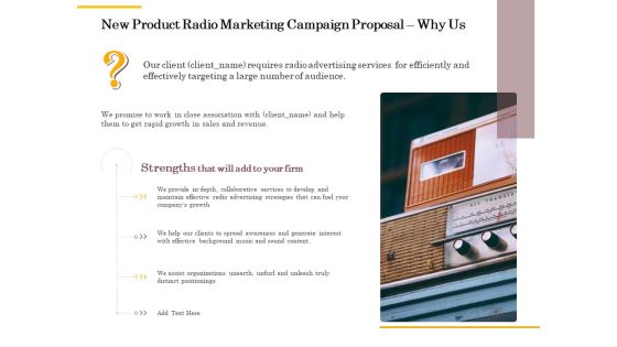 Offline Promotional Strategy For New Product Radio Marketing Campaign Proposal Why Us Professional PDF Offline Promotional Strategy For New Product Radio Marketing Campaign Proposal Why Us Professional PDF