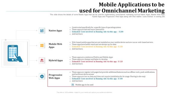 Omnichannel Marketing To Optimize Customer Purchase Experience Mobile Applications To Be Used For Omnichannel Marketing Mockup PDF Omnichannel Marketing To Optimize Customer Purchase Experience Mobile Applications To Be Used For Omnichannel Marketing Mockup PDF