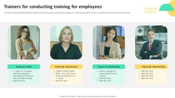 On Job Staff Training Program For Skills Advancement Trainers For Conducting Training Inspiration PDF