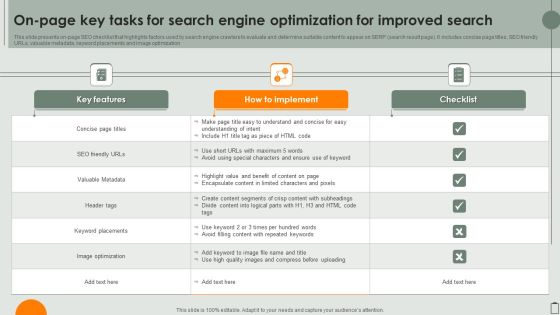 On Page Key Tasks For Search Engine Optimization For Improved Search Diagrams PDF On Page Key Tasks For Search Engine Optimization For Improved Search Diagrams PDF
