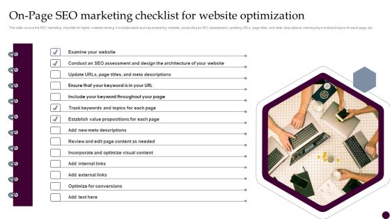On Page Seo Marketing Checklist For Website Optimization Strategies For Acquiring Consumers Microsoft PDF