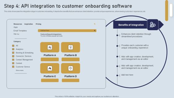 Onboarding Journey For Effective Client Communication Step 4 Api Integration To Customer Onboarding Demonstration PDF Onboarding Journey For Effective Client Communication Step 4 Api Integration To Customer Onboarding Demonstration PDF