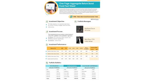 One Page Aggregate Return Bond Fund Fact Sheet PDF Document PPT Template One Page Aggregate Return Bond Fund Fact Sheet PDF Document PPT Template