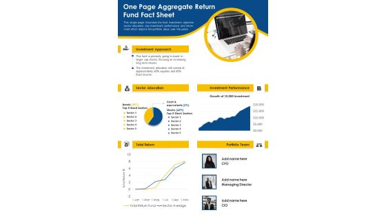 One Page Aggregate Return Fund Fact Sheet PDF Document PPT Template One Page Aggregate Return Fund Fact Sheet PDF Document PPT Template