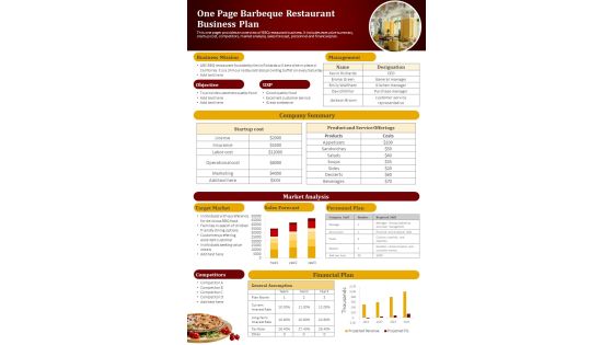 One Page Barbeque Restaurant Business Plan PDF Document PPT Template One Page Barbeque Restaurant Business Plan PDF Document PPT Template