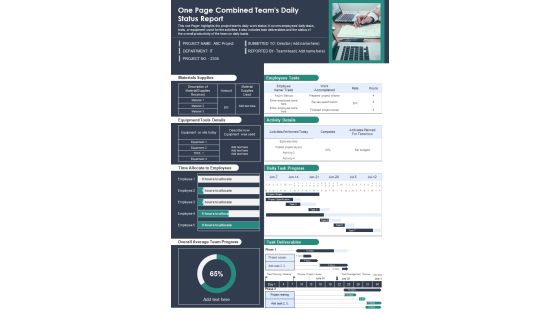 One Page Combined Teams Daily Status Report PDF Document PPT Template One Page Combined Teams Daily Status Report PDF Document PPT Template