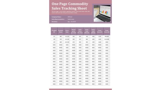 One Page Commodity Sales Tracking Sheet PDF Document PPT Template One Page Commodity Sales Tracking Sheet PDF Document PPT Template
