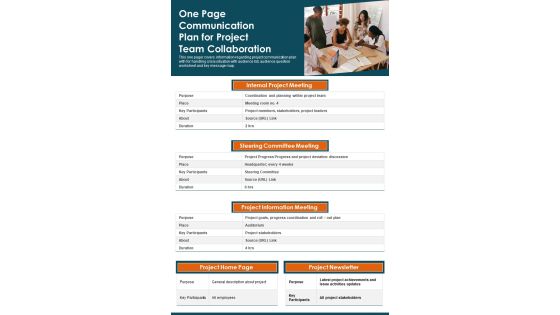 One Page Communication Plan For Project Team Collaboration PDF Document PPT Template One Page Communication Plan For Project Team Collaboration PDF Document PPT Template