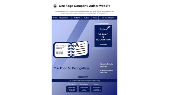 One Page Company Author Website PDF Document PPT Template One Page Company Author Website PDF Document PPT Template