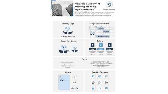 One Page Document Showing Branding Style Guidelines PDF Document PPT Template