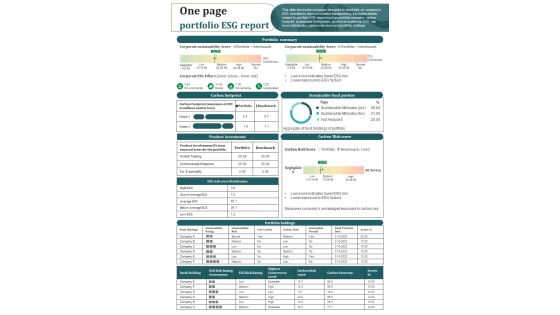 One Page ESG Summary PDF Document PPT Template One Page ESG Summary PDF Document PPT Template