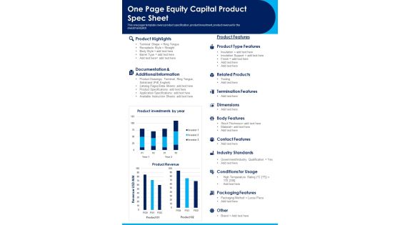 One Page Equity Capital Product Spec Sheet PDF Document PPT Template One Page Equity Capital Product Spec Sheet PDF Document PPT Template
