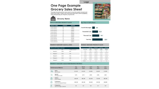 One Page Example Grocery Sales Sheet PDF Document PPT Template One Page Example Grocery Sales Sheet PDF Document PPT Template